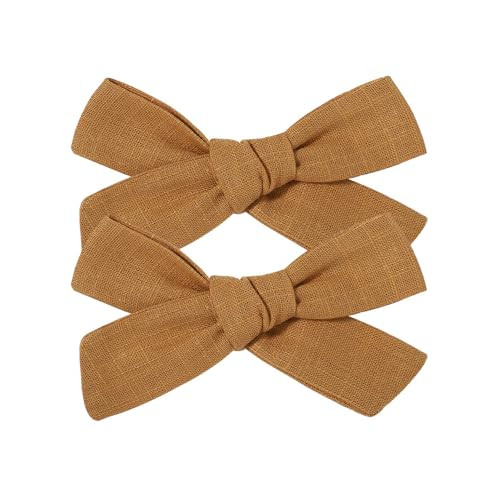 3.2 Inch Linen Baby Girl Hair Clips, Hair Bows for Toddler Kids, Alligator Clip Hair Accessories for Babies, Dark Brown | Amazon (US)