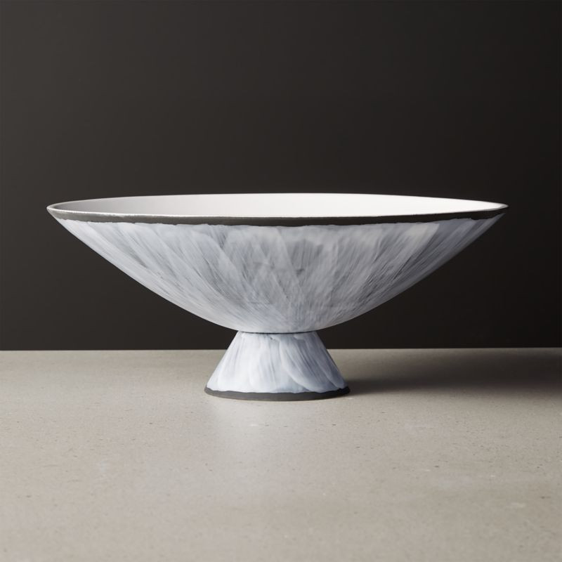 Overlap Modern White Glazed Footed Serving Bowl + Reviews | CB2 | CB2