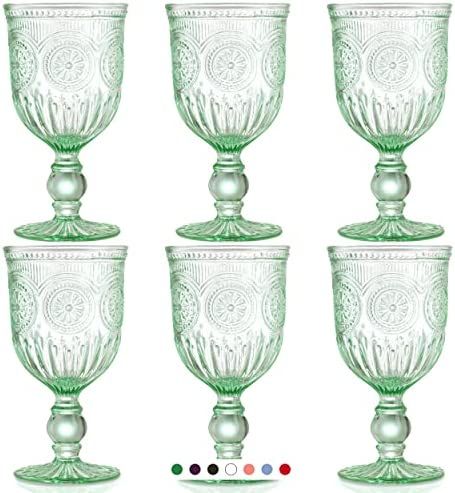 Amazon.com | Pink Wine Glasses set of 6 pink goblets, dishwasher safe colored pink glassware, vin... | Amazon (US)