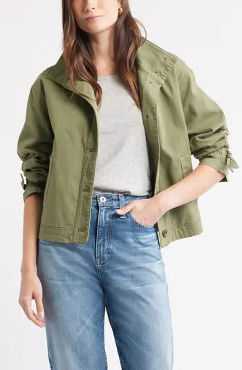 Cotton Stretch Twill Swing Jacket | Nordstrom