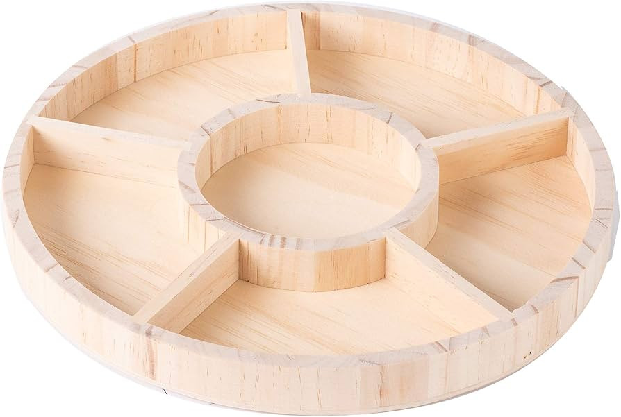 Hammont Round Wooden Tray – 2-Pack – 10″ x 1″ – 6 Section Divided Serving & Snack Platt... | Amazon (US)