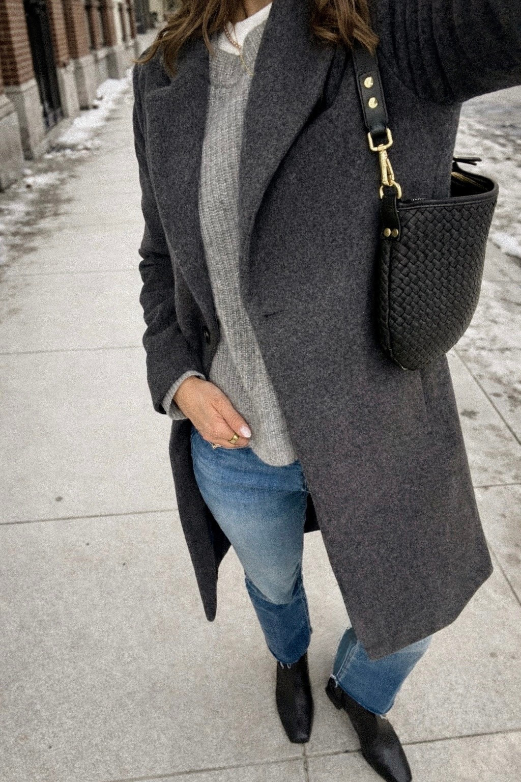 Coat in small - comes in several colors. Amazing quality for the price.  
I sized up in jeans and cashmere sweater which has been a fave for 3+ years.  

