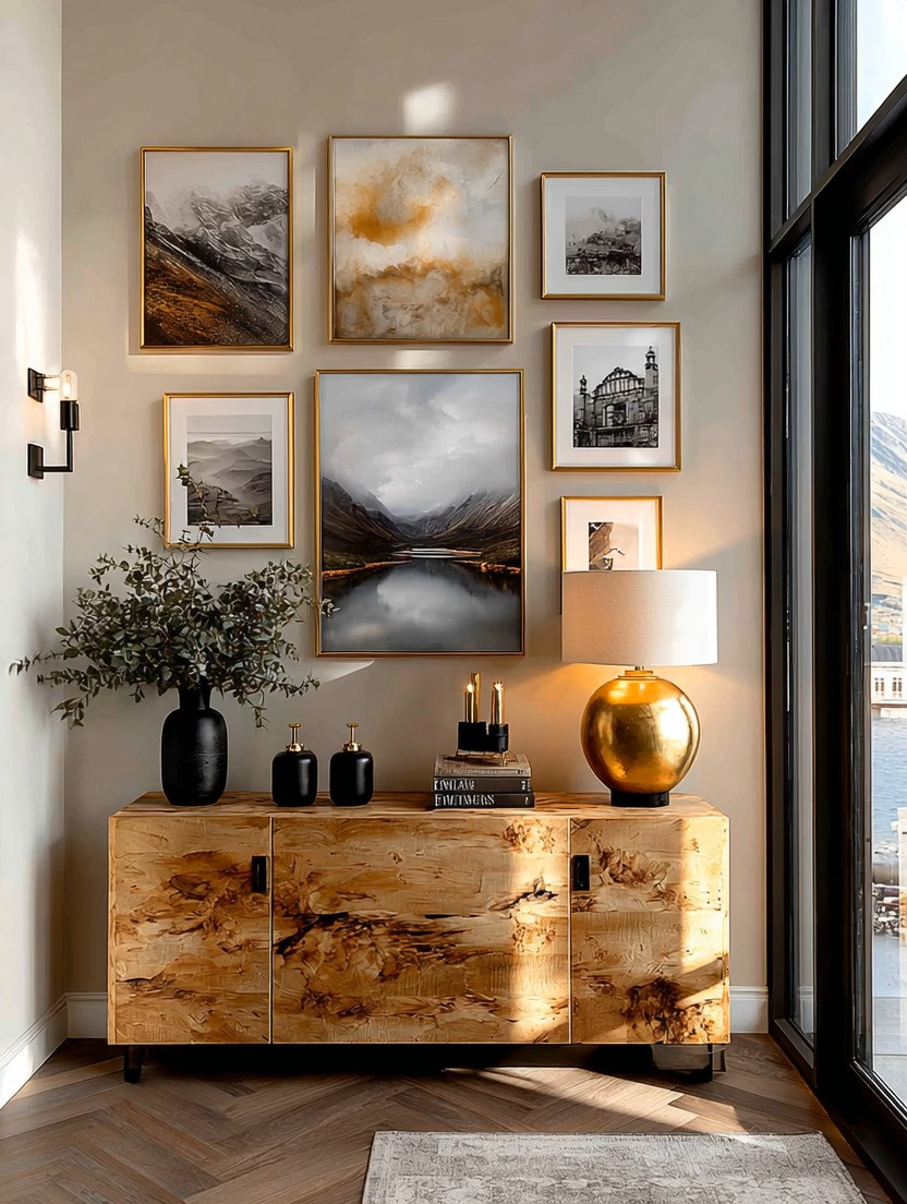 Creating a wall collage feels overwhelming… until you understand the formula.

Because the truth is—it’s not about the pictures first. It’s about the foundation that makes everything look intentional and elevated.

Start with a grounding wooden console table. This becomes your base. Then layer in gold frame wall art—this is what instantly brings structure, elegance, and cohesion to your collage wall.

Now here’s the detail that ties everything together: a table lamp with a gold base and an ivory shade. The gold connects beautifully with the frames, while the ivory softens the entire look against the natural wood.

Once this structure is in place, your photos become effortless. Whether it’s travel memories, landscapes, architecture, or personal moments, everything fits beautifully because the design is already working for you.

This is what we call intentional home decor—where every piece connects and tells a story.

✨ We’ve curated multiple options for console tables, gold frames, and table lamps so you can easily recreate this look—shop below and build your own elegant wall collage.

#WallDecorIdeas #HomeStyling #TimelessDesign 

 #LTKHome