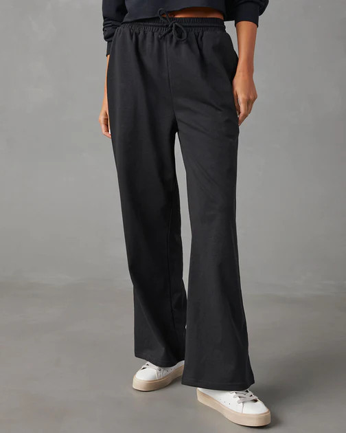 Reeds Drawstring Wide Leg Sweatpants - Black - FINAL SALE | VICI