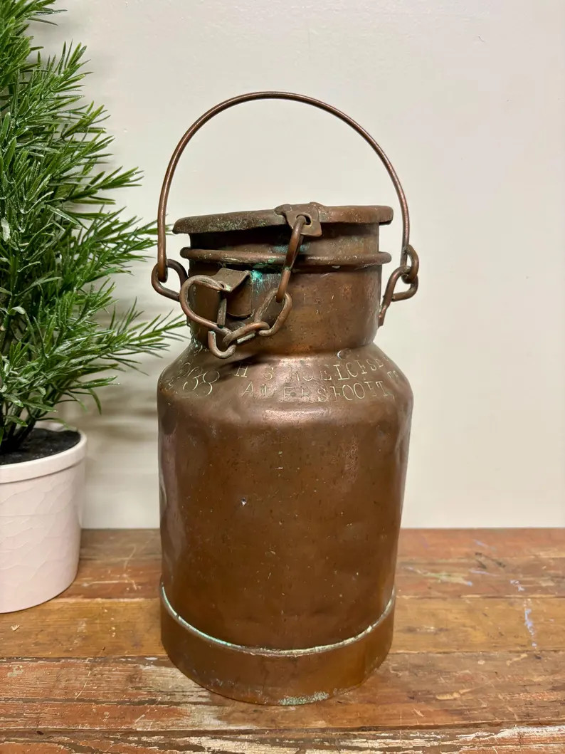 Antique French Country Copper Milk Can: Large Distressed Farmhouse Jug | Etsy (Global)