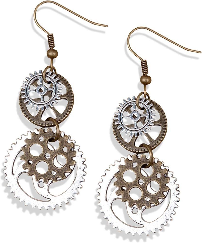 DAMLENG Steampunk Vintage Clockwork Earrings Unique Handmade Retro Clock Gear Earrings Antique Mi... | Amazon (US)