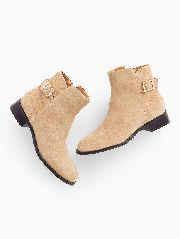 Tish Suede Buckle Ankle Boots | Talbots