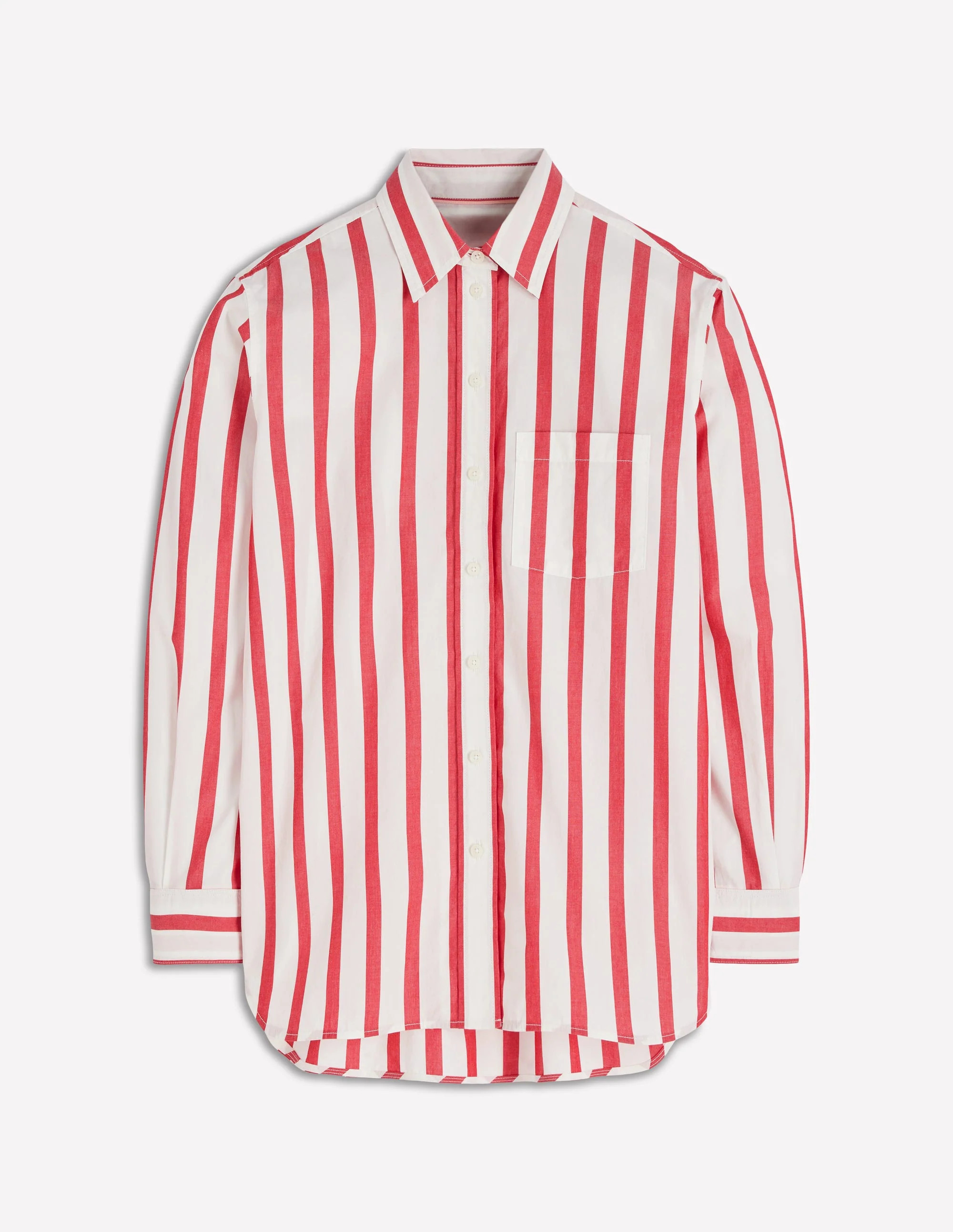 Sadie Relaxed Cotton Shirt-Ivory and Salsa Stripe | Boden (US)