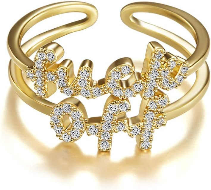 MOROTOLE Women Statement Letters Personalized Ring 18K Gold Plated Open Rings Hypoallergenic Cubi... | Amazon (US)