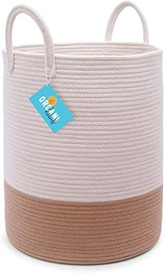 OrganiHaus XXL Cotton Rope Basket | Wide 20" x 13.3" Blanket Storage Basket with Long Handles | D... | Amazon (US)