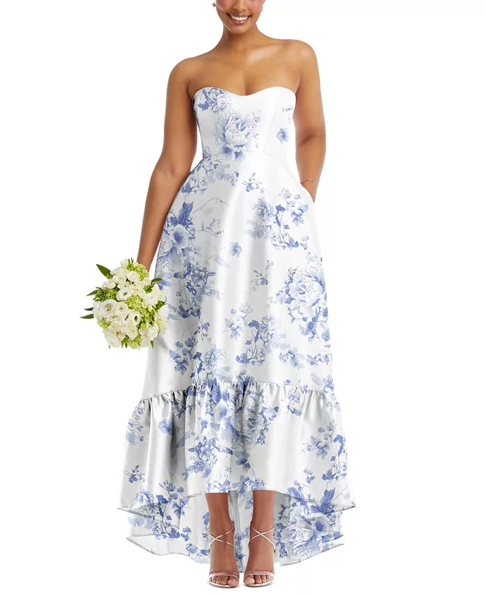Women's Strapless High-Low Ruffled-Hem Gown | Macys (US)