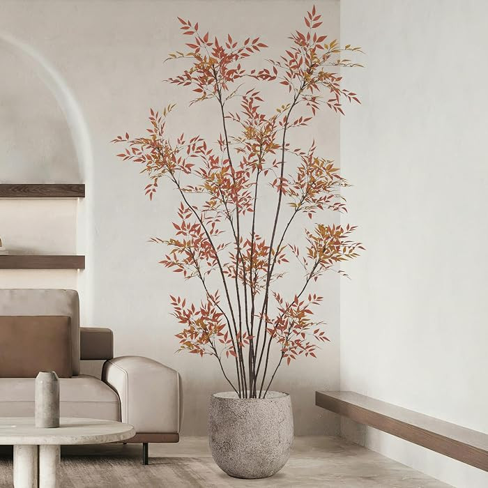 Roselywed Artificial Red Nandina Domestica Tree 7FT with 1573 Leaves & 11 Heads Sacred Bamboo Tal... | Amazon (US)