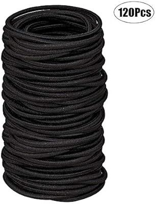 Black Elastic Hair Bands 120 Pcs Rubber Hair Ties for Thick Heavy and Curly Hair,No Metal Ponytai... | Amazon (US)