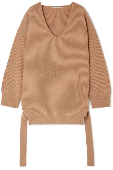 Stella McCartney - Oversized Ribbed Cashmere And Wool-blend Sweater - Camel | NET-A-PORTER (UK & EU)