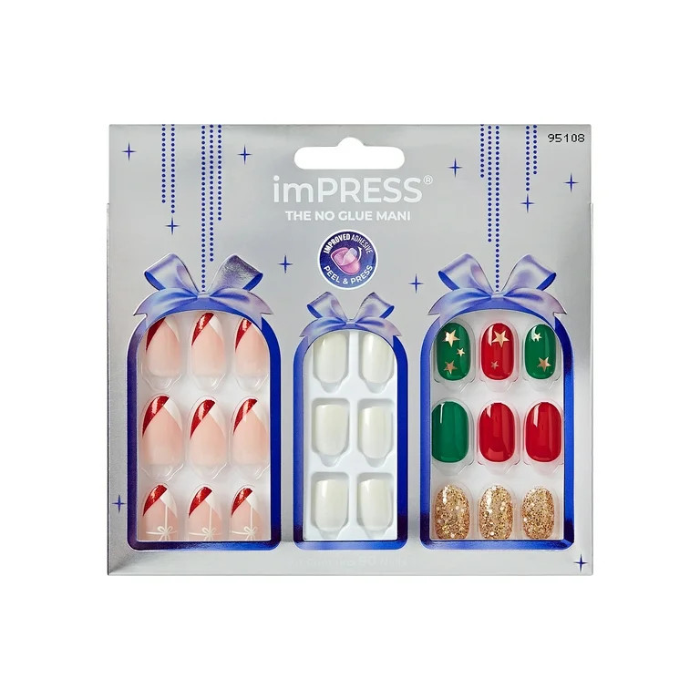 KISS imPRESS Holiday Press on Nails Limited Edition Delight Holiday Gift Set 3-Pack, No Glue Need... | Walmart (US)