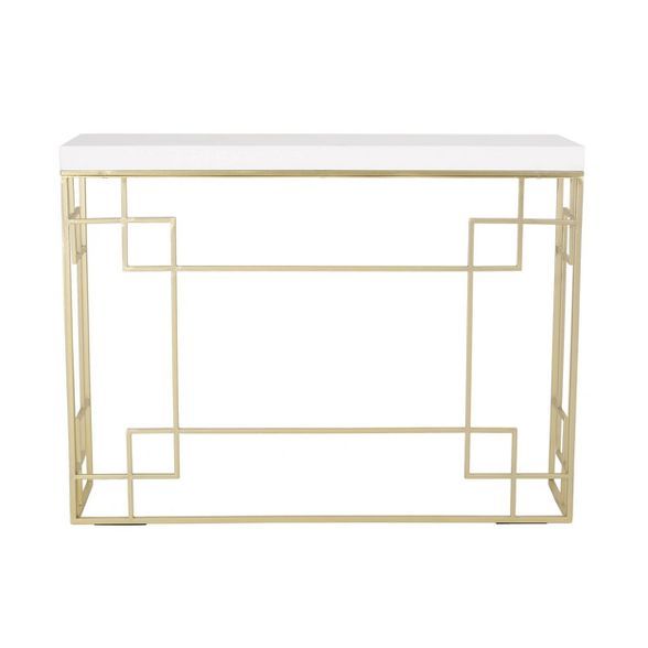 Depue Modern Glam Geometric Console Table Gold/White - Christopher Knight Home | Target