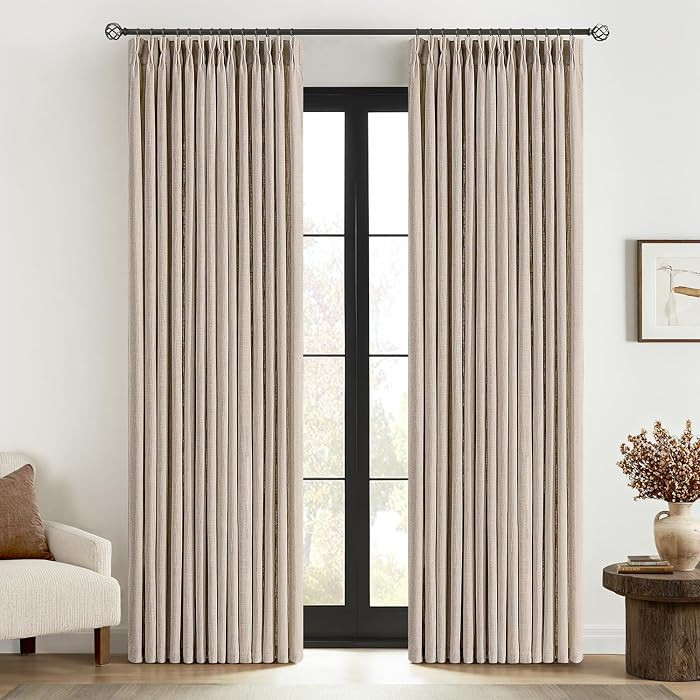 MIULEE Pinch Pleated Linen Curtains 96 Inches Long 2 Panels for Living Room Bedroom, Linen Textur... | Amazon (US)