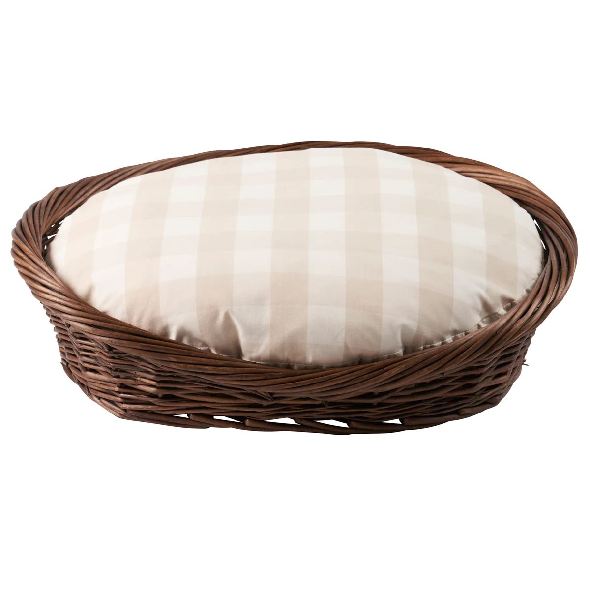 Camden Cotton Beige Check Dog Bed | Over The Moon Gift