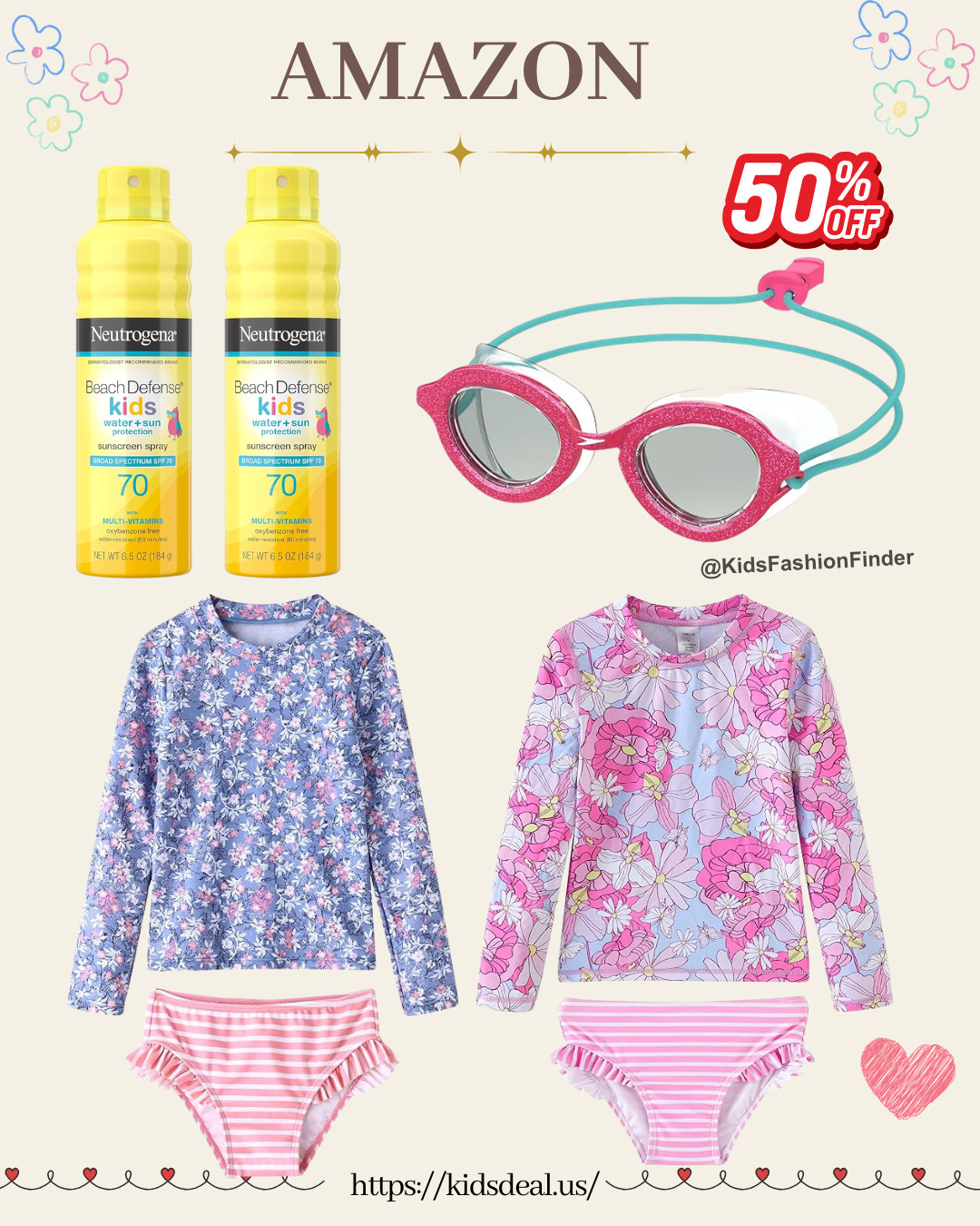 Summer water fun essentials ☀️💦

Speedo kids goggles 🥽
Cute rash guard + bikini sets 👙
Neutrogena Beach Defense Kids SPF70 sunscreen 🧴

Ready for pool & beach days 🏖️

#summeressentials #swimtime #kidswim #beachday #momfinds #usamom 

 

#LTKSeasonal #LTKTravel #LTKKids