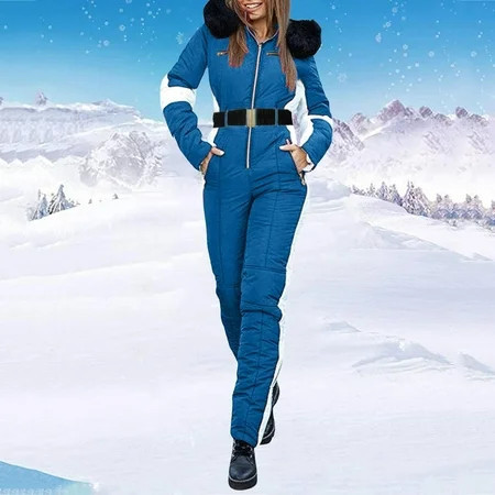Women s Winter Outdoor Sports Jumpsuit with Removable Collar Outdoor Sports Zipper Ski Suit | Walmart (US)