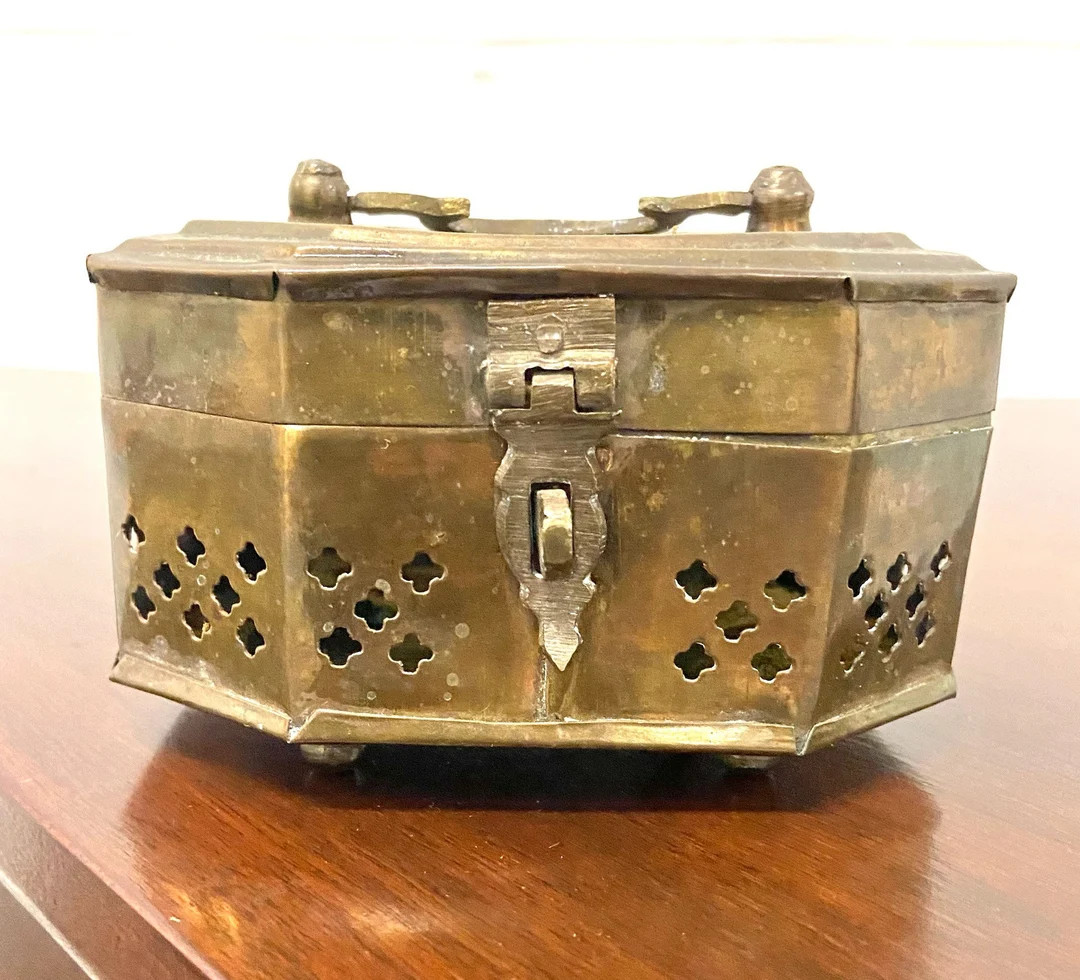 Vintage Brass Octagonal Trinket Box - Etsy | Etsy (US)