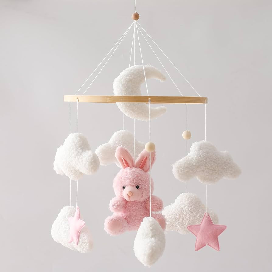 EERKEOD Baby Crib Mobile Bunny Nursery Mobile for Boys Girls Teddy Velvet Mobile Nursery Decor fo... | Amazon (US)