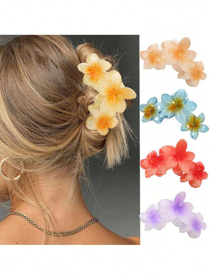 81pc Women's Multi-Color Flower & Leaf Shaped Alloy Faux Pearl Hair Claw, Suitable For Everyday U... | SHEIN