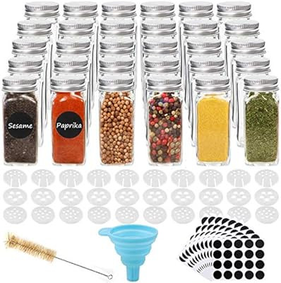 CUCUMI 30pcs 4oz Glass Spice Jars Square Glass Bottles with 30pcs Shaker Lids 1pcs Silicone Colla... | Amazon (CA)