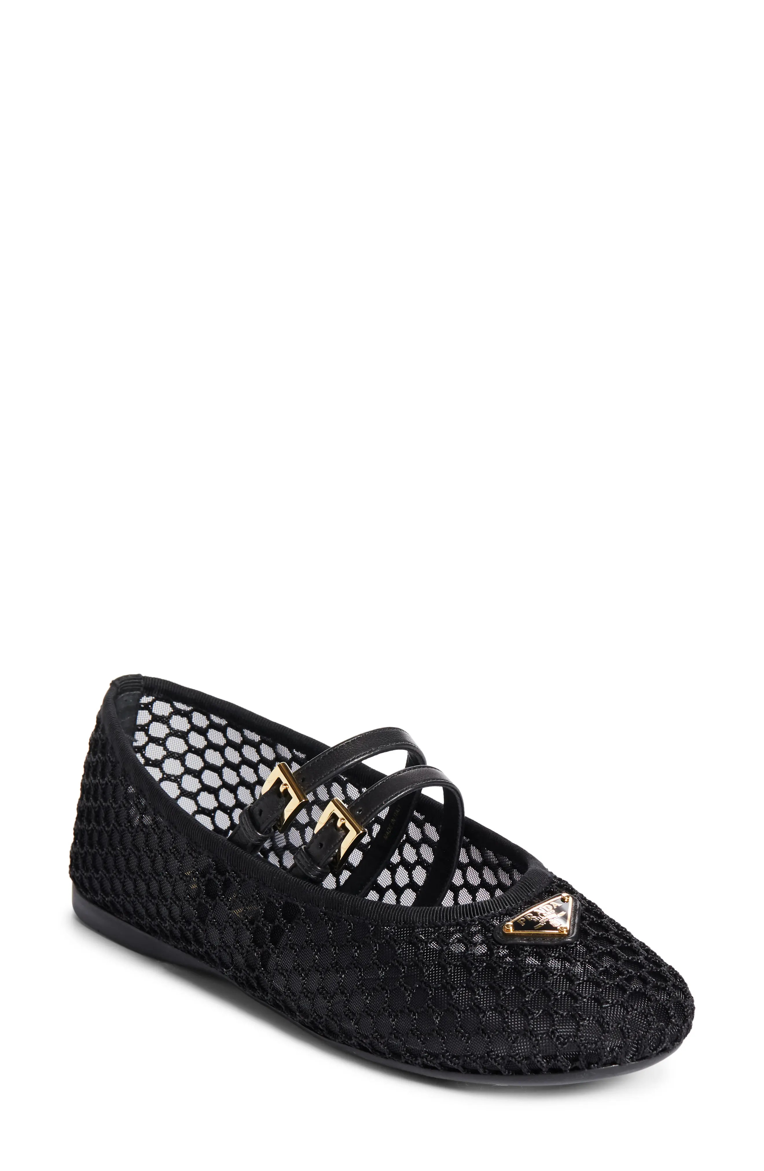 Prada Ballerine Mesh Mary Jane Flat (Women) | Nordstrom | Nordstrom