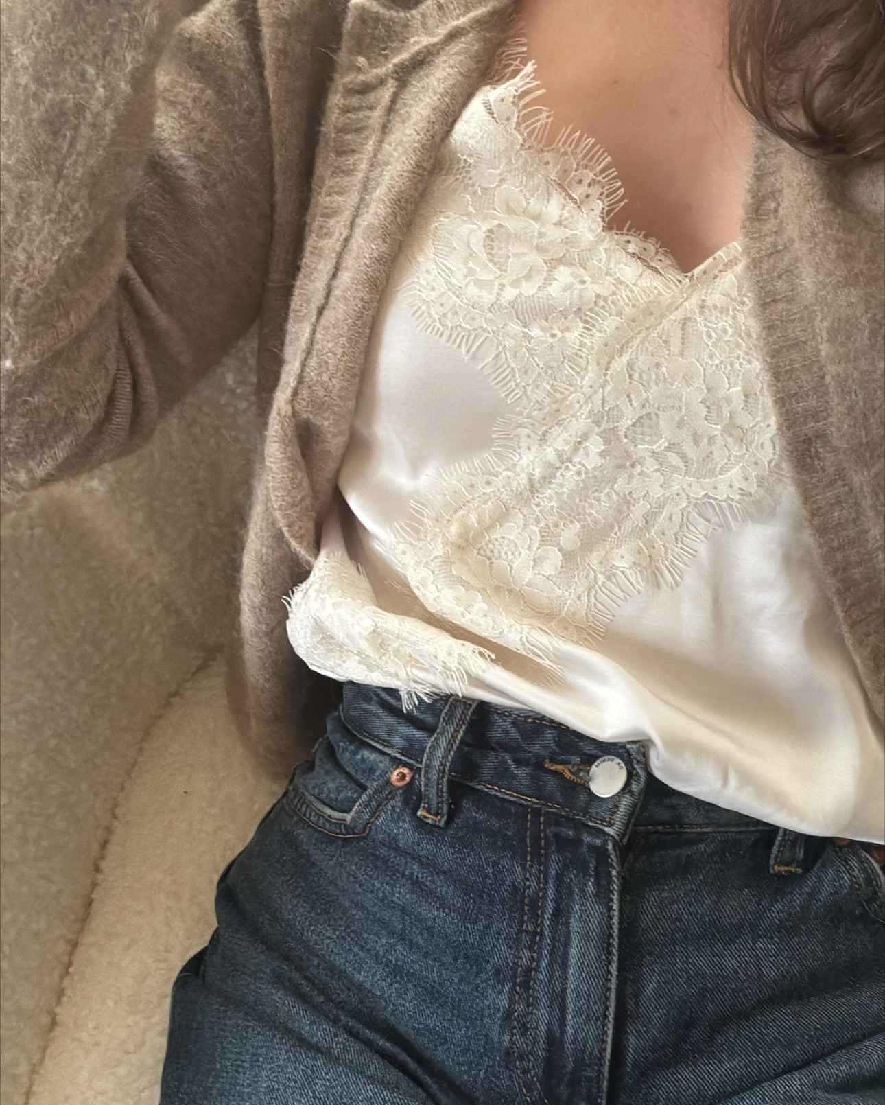 TEXTURES: creamy lace, espresso, denim and beige — up close outfit details and tones I’m repeating in for spring 🌾🤍🤎
Wearing @drdenim_au Hill low jeans - canyon dark used 
@hausandvogue

#LTKspring #LTKaustralia #LTKpetite