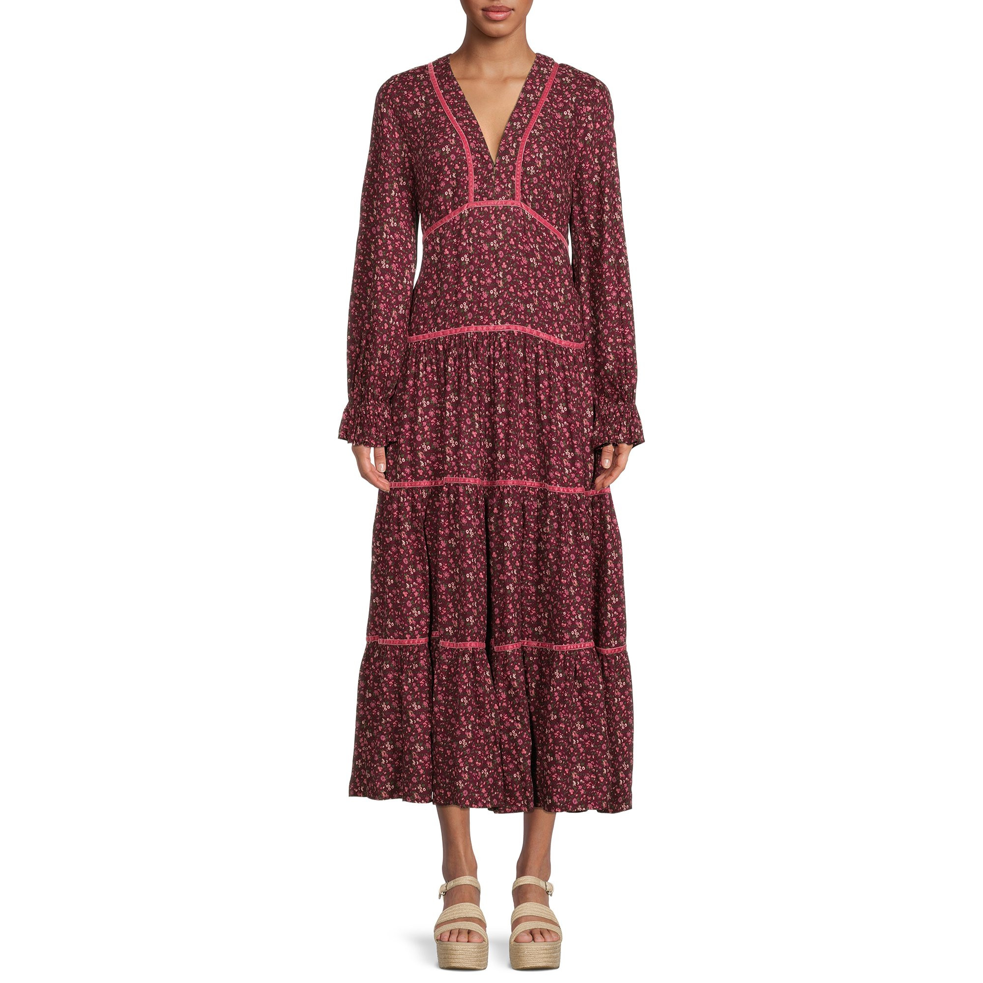 Time and Tru - Time and Tru Women's Long Sleeve Peasant Dress - Walmart.com | Walmart (US)