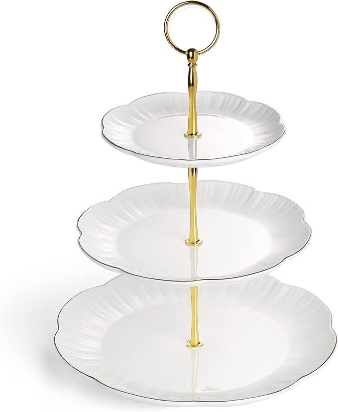 Sweese 713.101 3 Tier Cupcake Stand- White Porcelain Cake Stand- Dessert Stand, Tiered Serving Tr... | Amazon (US)