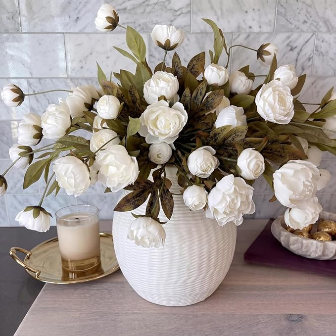 8 Pcs Faux Peony Stems Flowers Bulk Vintage Artificial Silk Peonies Stems Real Look Fake Peonies ... | Amazon (US)