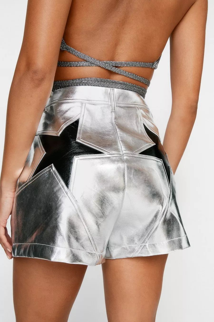 Faux Leather Metallic Star Bum Shorts | Nasty Gal US