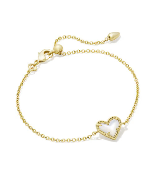 Ari Heart Gold Delicate Chain Bracelet in Ivory Mother-of-Pearl | Kendra Scott