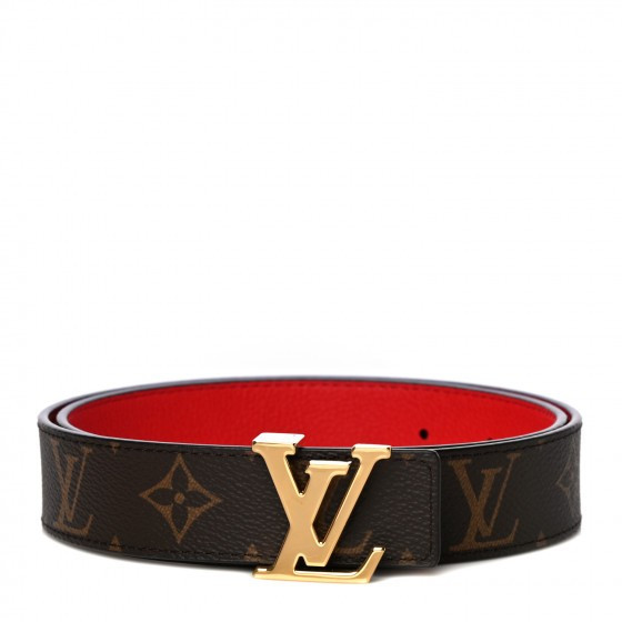 LOUIS VUITTON Calfskin Monogram 30mm LV Initiales Reversible Belt 75 30 Coquelicot | Fashionphile