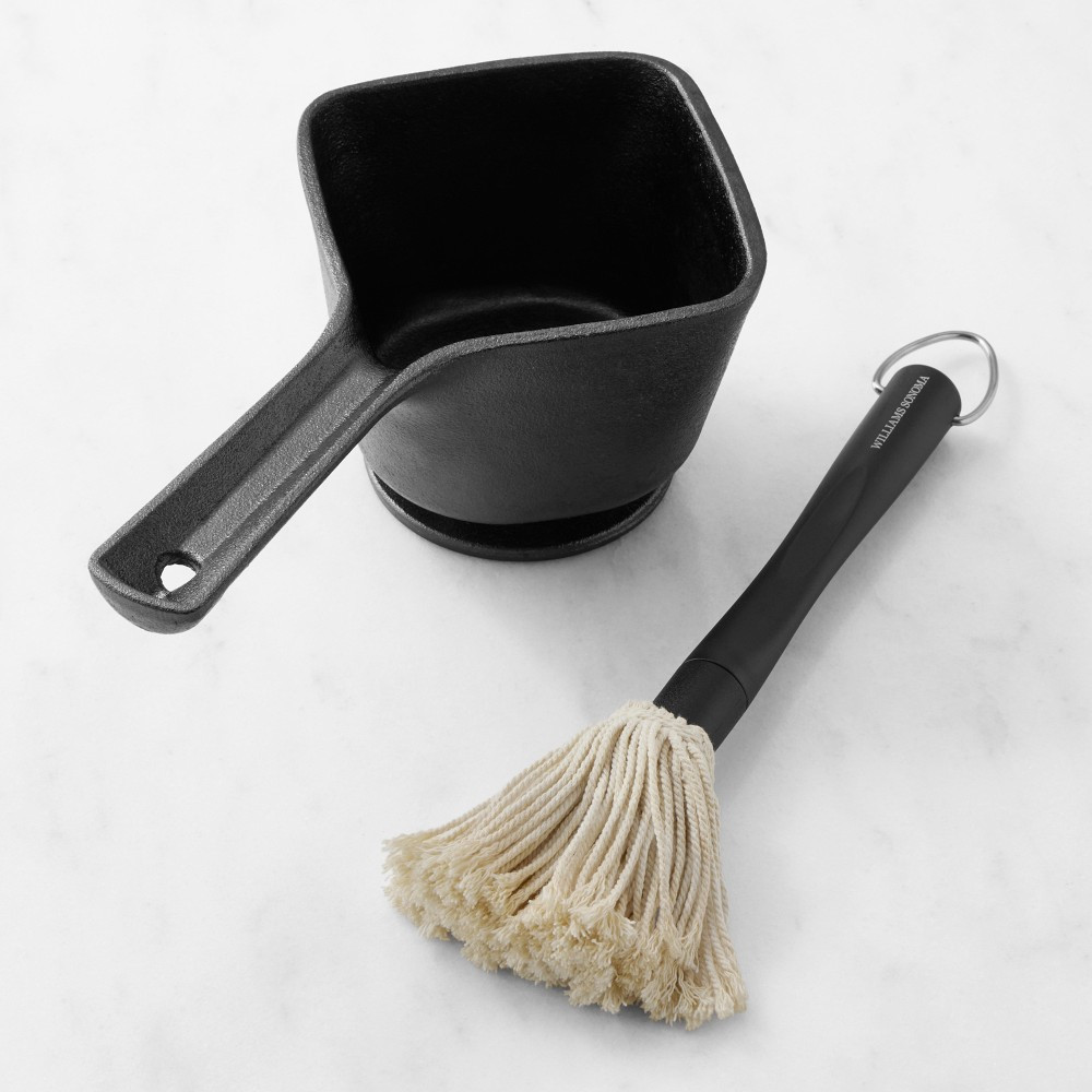Williams Sonoma Outdoor Cast Iron No-Burn Sauce Pot with Basting Brush | Williams-Sonoma
