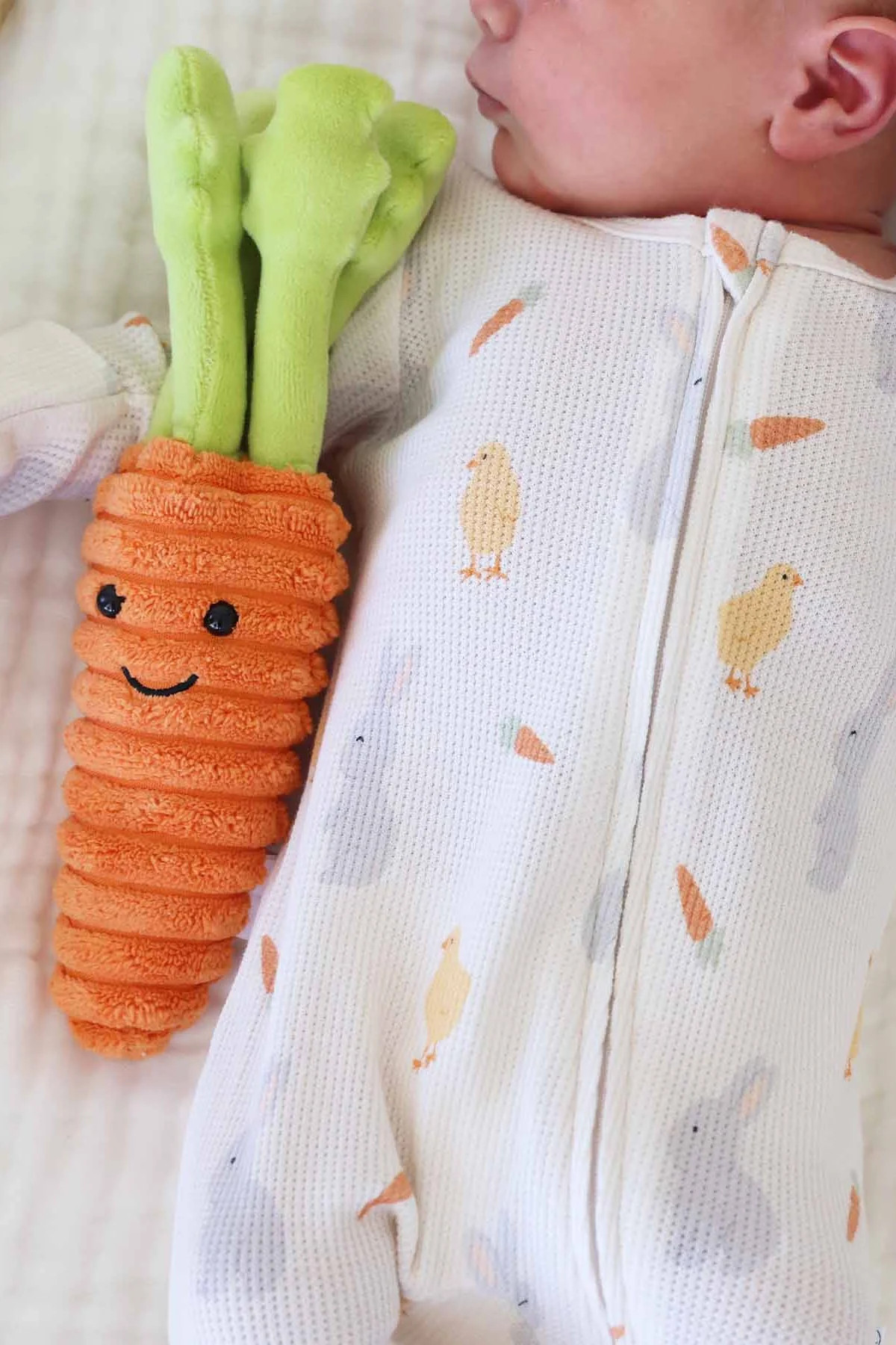 Sweet Peep Bamboo Waffle Zipper Footie | Caden Lane