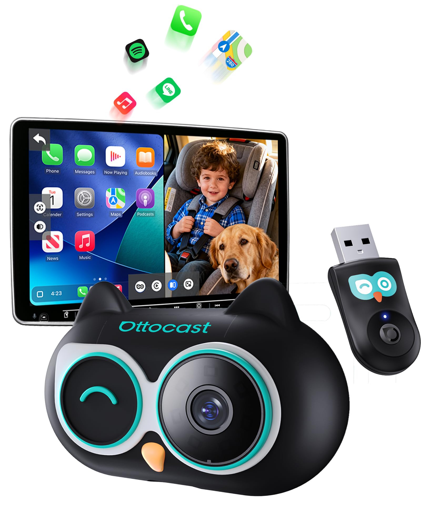 OTTOCAST Cabin Care Car Adapter with Baby Car Camera, Wireless CarPlay Display on CarScreen 2026,... | Amazon (US)