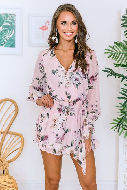 Sunset Darling Floral Romper Blush | The Pink Lily Boutique