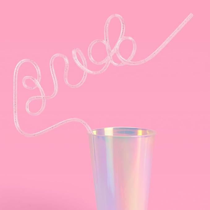 xo, Fetti Bachelorette Party XL Bride Straw - Silver Glitter, Clear | Bridal Shower Decorations +... | Amazon (US)