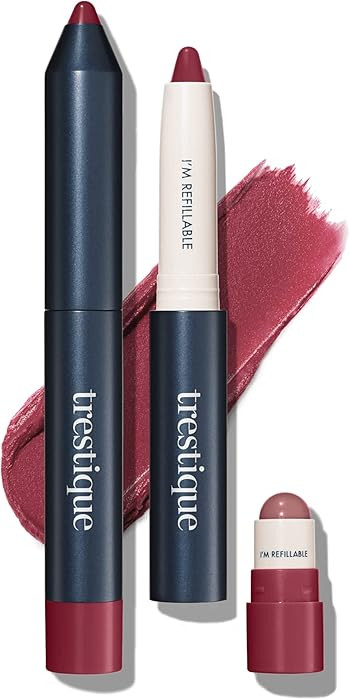 TRE'STIQUE Matte Lip Crayon, Matte Lipstick With Built-in Lip Gloss Balm, 2-in-1 Lip Liner Set Wi... | Amazon (US)