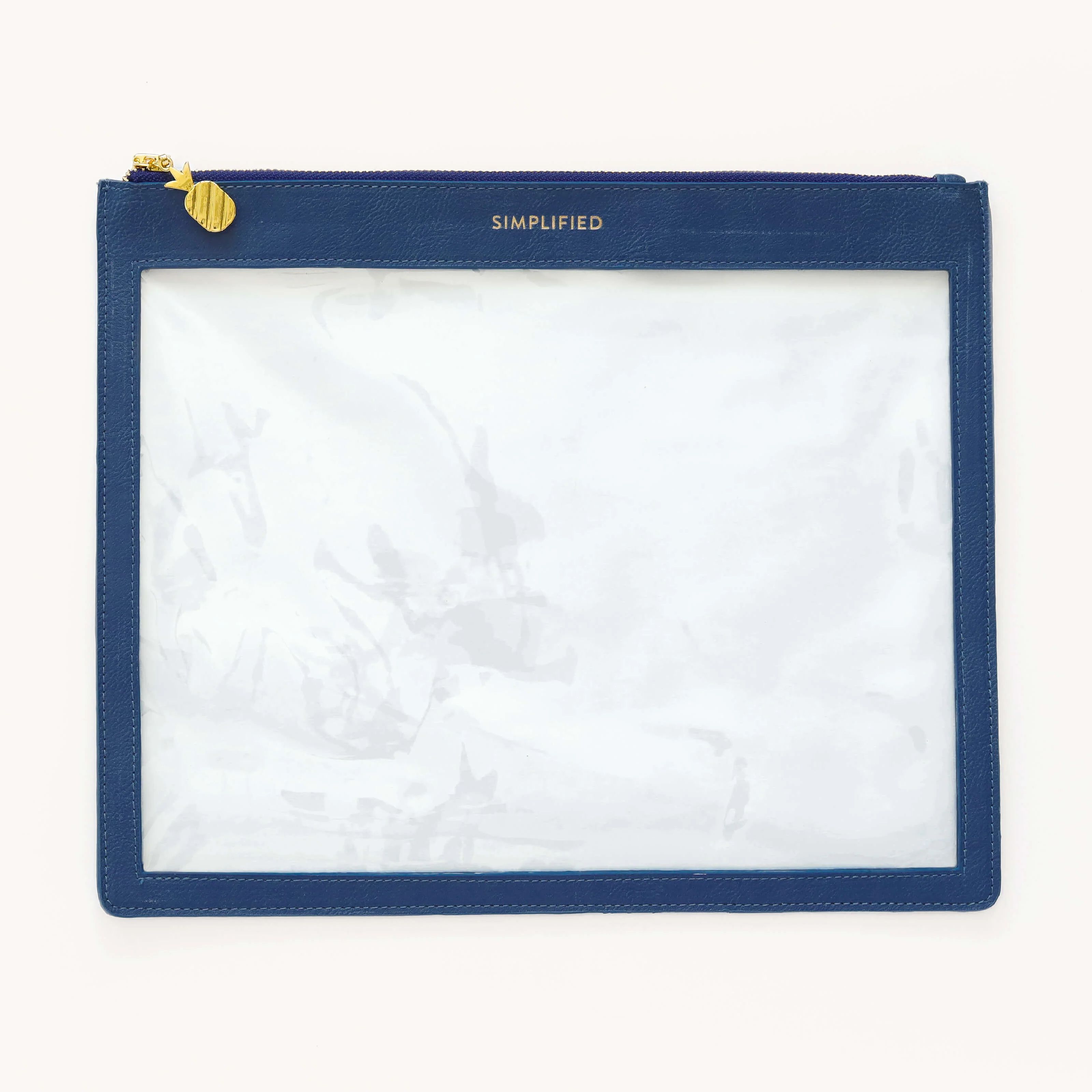 Leatherette Clear Pouch, Navy | Simplified