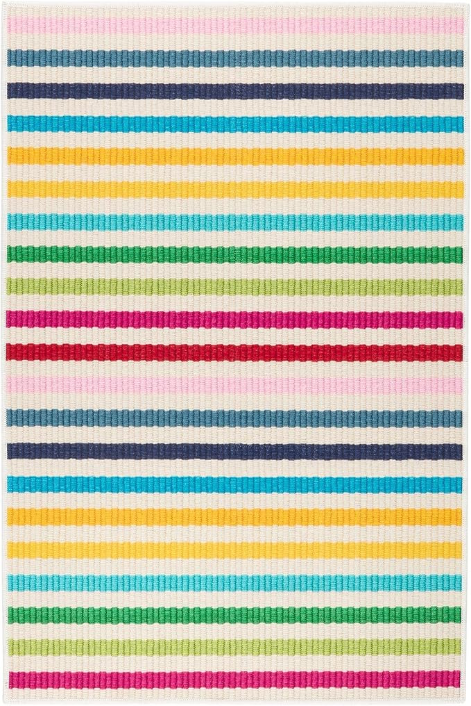 Dash and Albert Rainbow Machine Washable Area Rug - 6' x 9' Multicolor Stripe Washable Accent Rug... | Amazon (US)