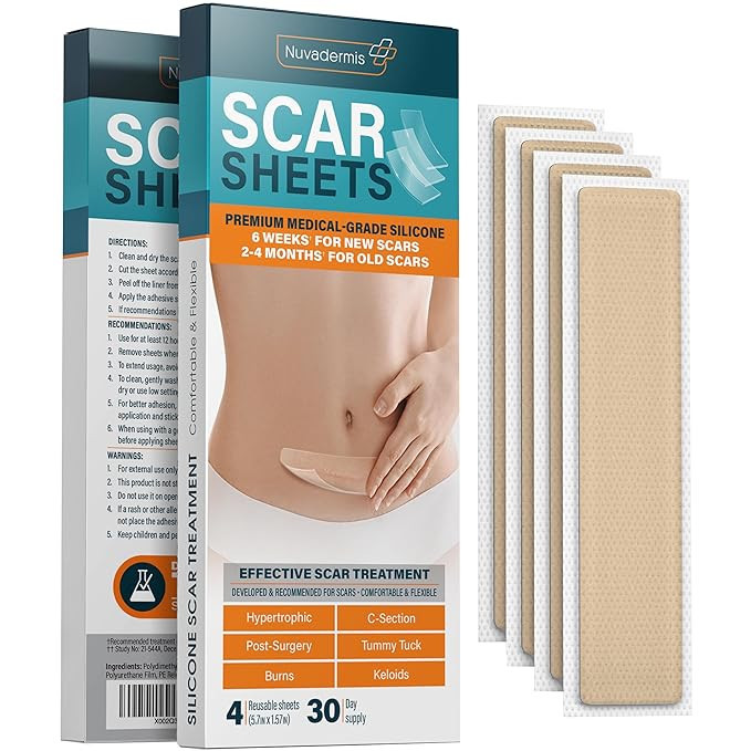 NUVADERMIS Silicone Scar Sheets, Tape, Strips - USA Tested - Healing Keloid, C-Section, Tummy Tuc... | Amazon (US)