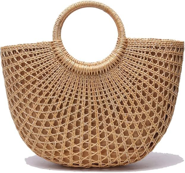 JOLLQUE Straw Beach Bag for Women,Handwoven Tote Bags,Summer Straw Handbags Purse | Amazon (CA)