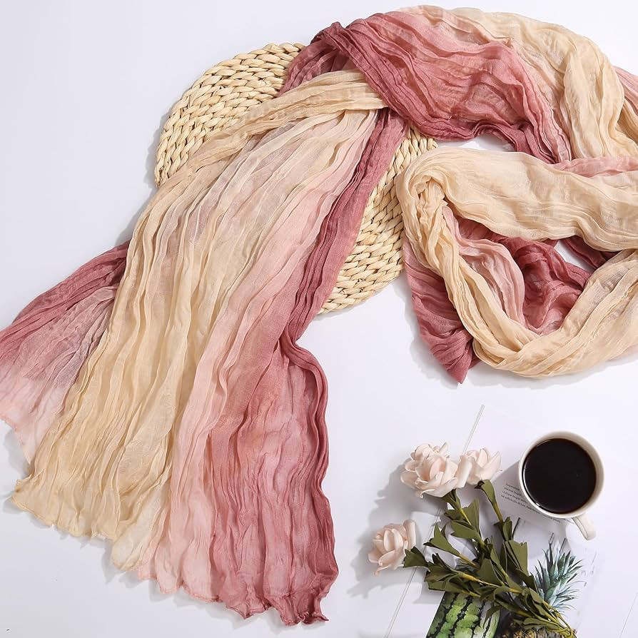 Cheesecloth Table Runner, Gradient-Beige and Pink Gauze Table Runner, Widely Use Cheese Cloth Tab... | Amazon (US)