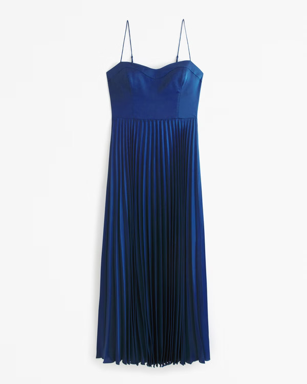 The A&F Giselle Sweetheart Pleated Midi Dress | Abercrombie & Fitch (US)