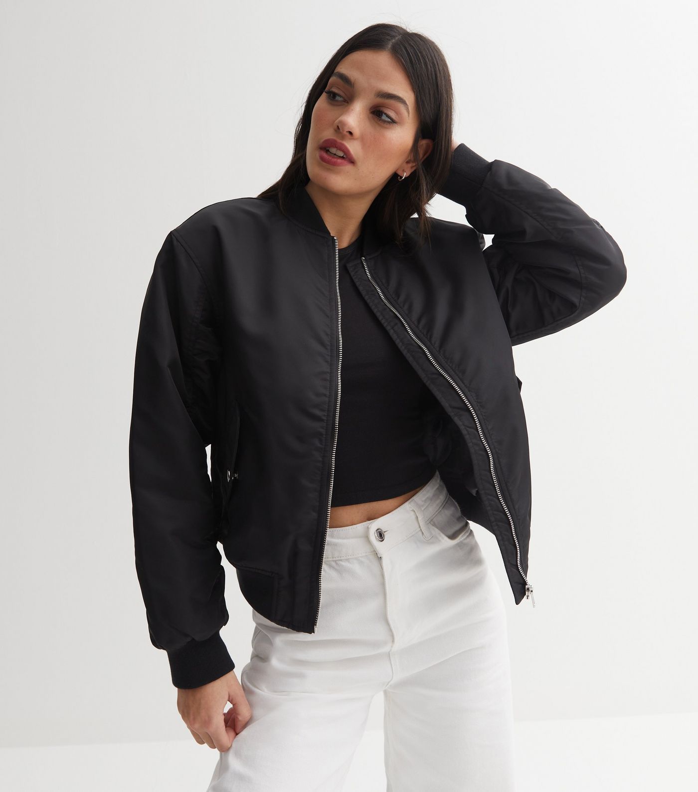 Black Zip Up Bomber Jacket
						
						Add to Saved Items
						Remove from Saved Items | New Look (UK)