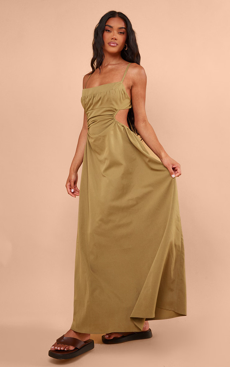 Olive Cut Out Back Maxi Dress | Pretty Little Thing (Australia & New Zealand)